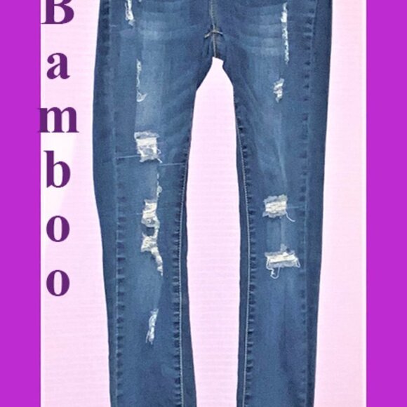 NWOT Bamboo Ripped Designer Jeans Made in the USA Inseam is 28" - Picture 2 of 16